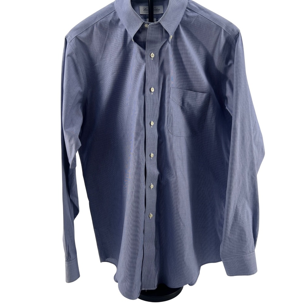 Brooks Brothers Original Polo‎ Button Down Shirt Blue Non Iron Men 15.5 34/35